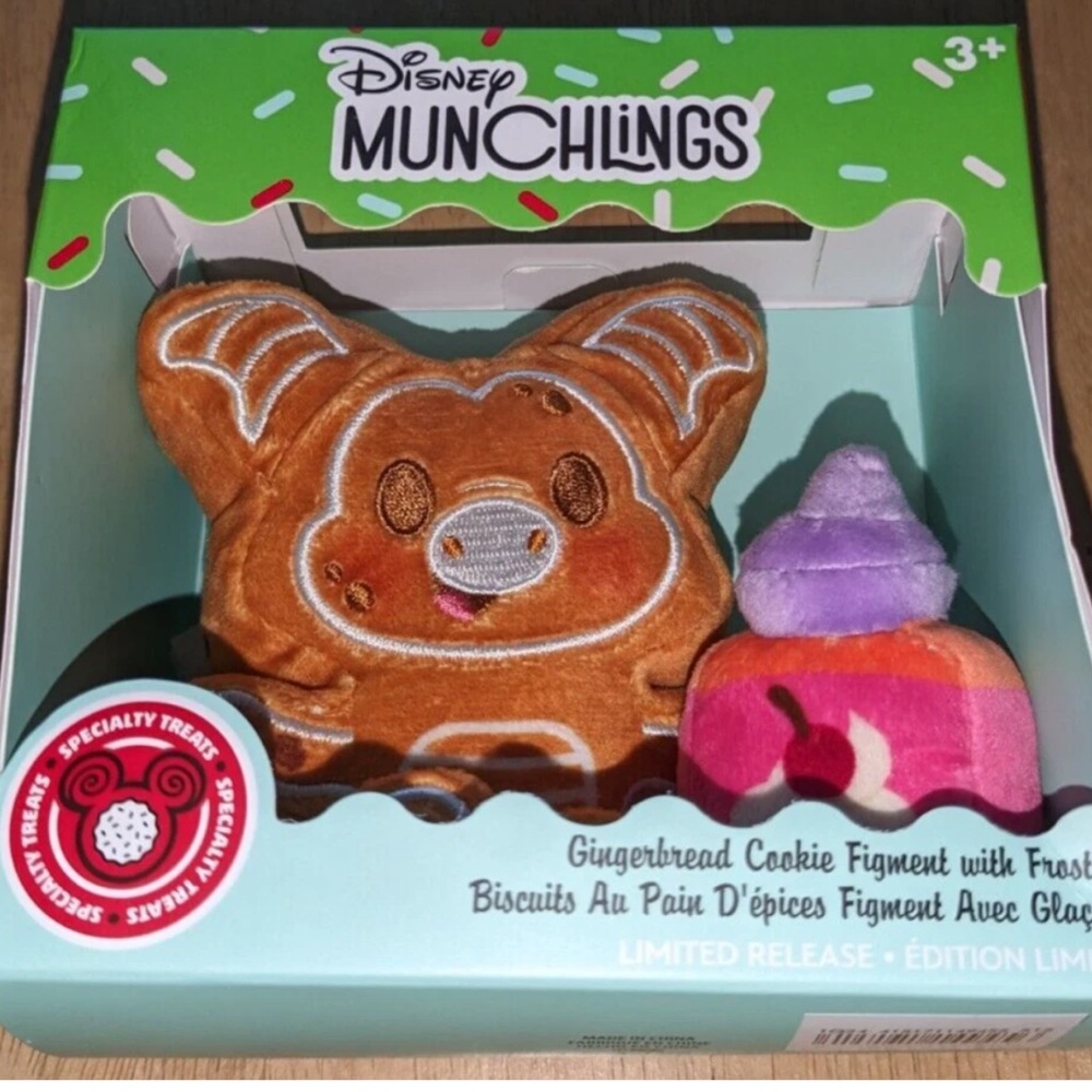 NEW Figment Gingerbread Cookie Frosting Disney Munchlings Plush Micro 4.75”H NIB